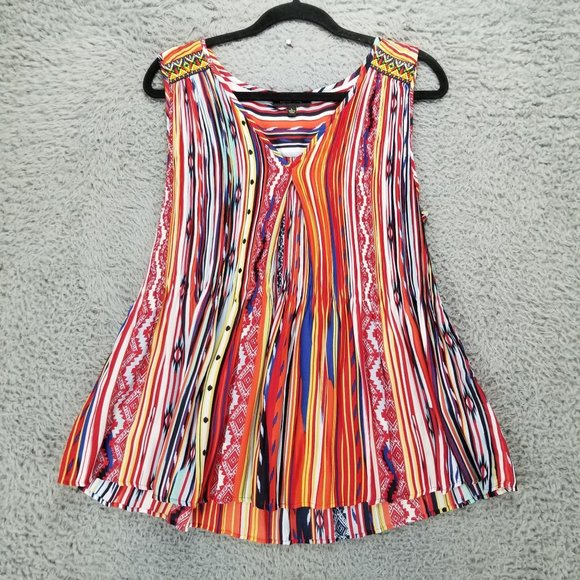 Melissa Paige Tops - Melissa Paige Shirt Womens Large Multicolor Sleeveless Crinkle Flare Tank Top